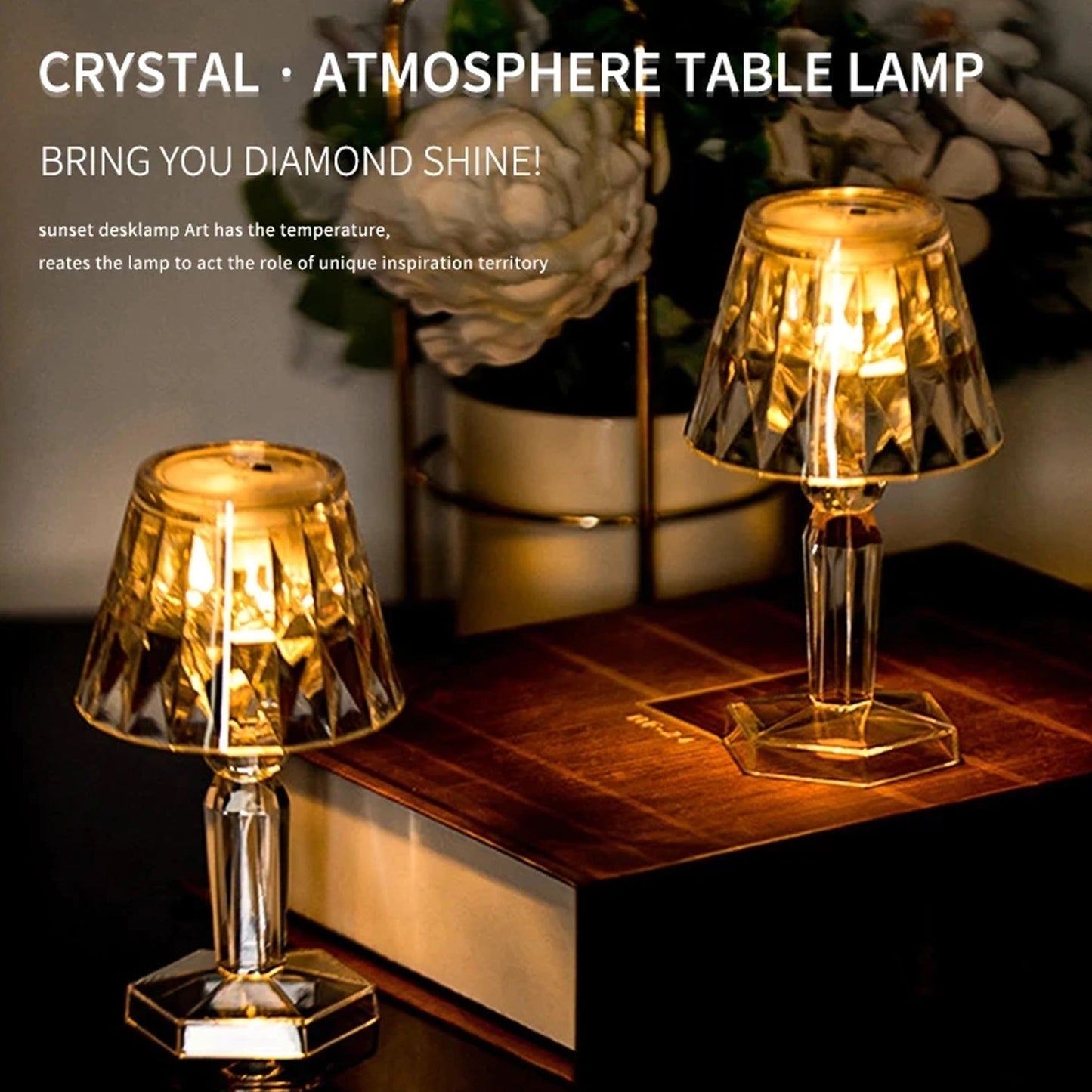 Elegant table lamp with crystal design.