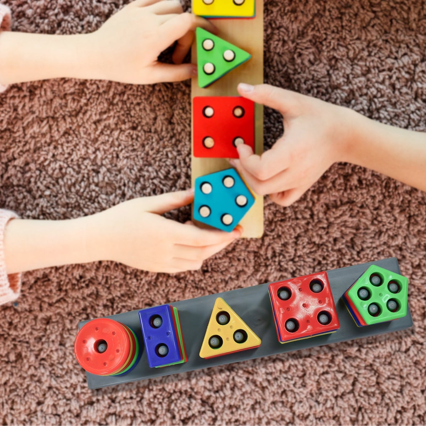 Educational geometric block set with multiple angles for preschool learning